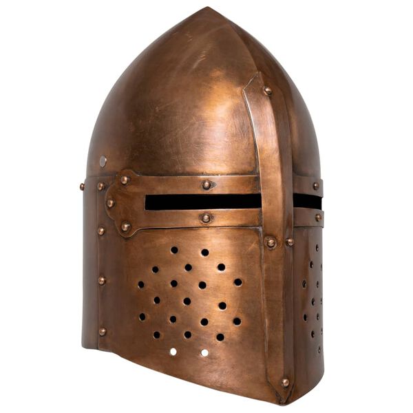 vidaXL R&eacute;plica de casco de caballero medieval antiguo LARP acero cobre