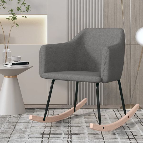 vidaXL Silla mecedora de tela gris oscuro