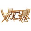 vidaXL Set de comedor jard&iacute;n 5 pzas polipropileno madera maciza beige