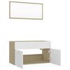 vidaXL Set de muebles ba&ntilde;o 2 pzas madera contrachapada blanco y roble