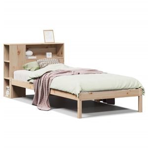 vidaXL Cama con estanter&iacute;a sin colch&oacute;n madera maciza de pino 90x190 cm