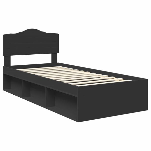 vidaXL Estructura de cama Negro 90 x 200 cm Madera de pino macizo