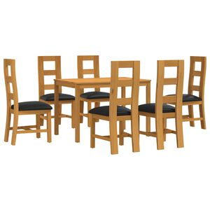 vidaXL Conjunto de comedor 7 uds. Negro Madera de Roble S&oacute;lido