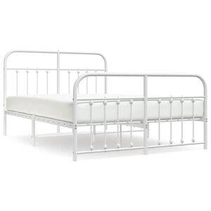 vidaXL Estructura cama sin colch&oacute;n con estribo metal blanco 140x190 cm