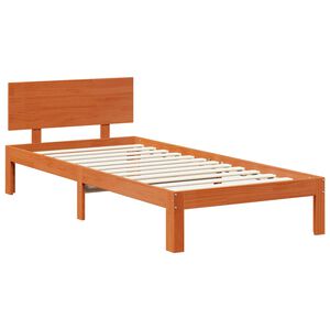 vidaXL Estructura de cama con cabecera Marr&oacute;n cera 70 x 190 cm