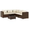 vidaXL Set muebles de jard&iacute;n 6 piezas y cojines rat&aacute;n sint&eacute;tico marr&oacute;n