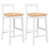 vidaXL Taburetes de bar, 2 unidades, madera maciza blanca, goma