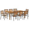vidaXL Conjunto de Comedor de Jard&iacute;n 9 pcs Negro