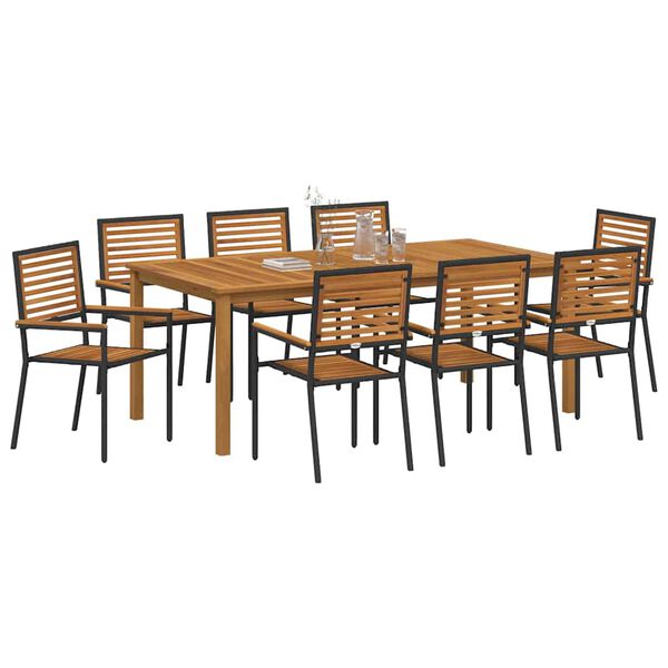 vidaXL Conjunto de Comedor de Jard&iacute;n 9 pcs Negro