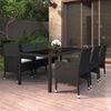 vidaXL Set de comedor de jard&iacute;n 7 pzas rat&aacute;n sint&eacute;tico vidrio negro