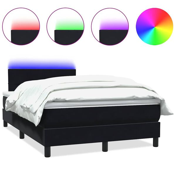 vidaXL Cama box spring con colch&oacute;n y LED terciopelo negro 120x210 cm