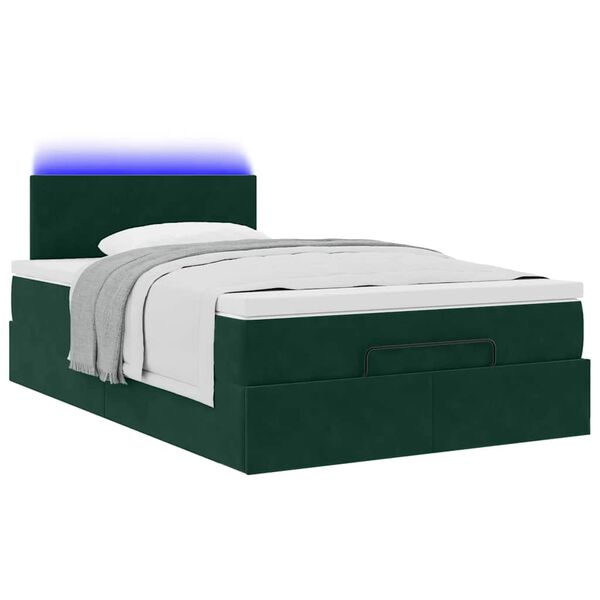 vidaXL Estructura cama otomana colchón terciopelo verde oscuro