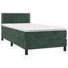 vidaXL Cama box spring con colch&oacute;n terciopelo verde oscuro 100x200 cm