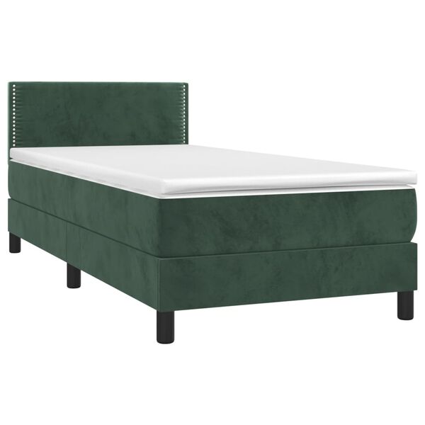 vidaXL Cama box spring con colch&oacute;n terciopelo verde oscuro 100x200 cm