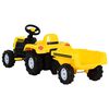 vidaXL Tractor de pedales para niños con remolque amarillo
