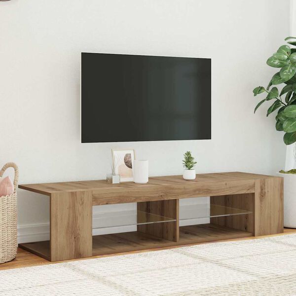 vidaXL Mueble de TV luces LED madera roble artisan 135x39x30 cm