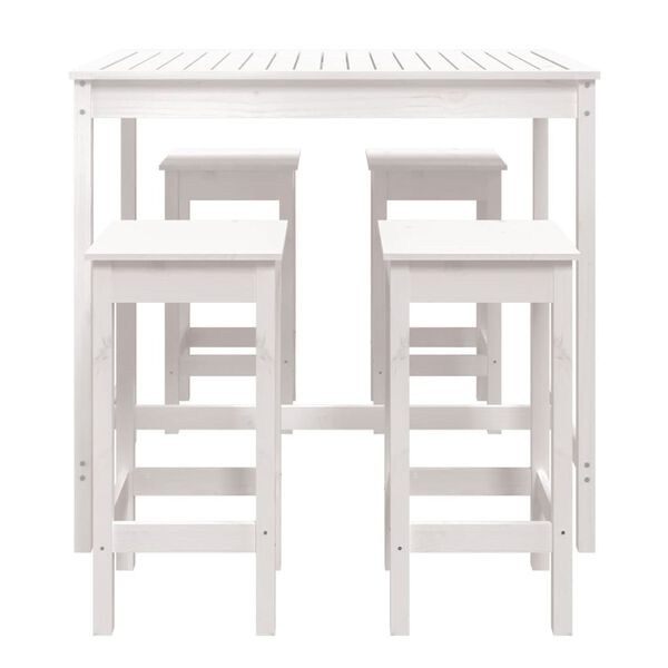 vidaXL Set de mesa y taburetes altos jardín 5 pzas madera pino blanco