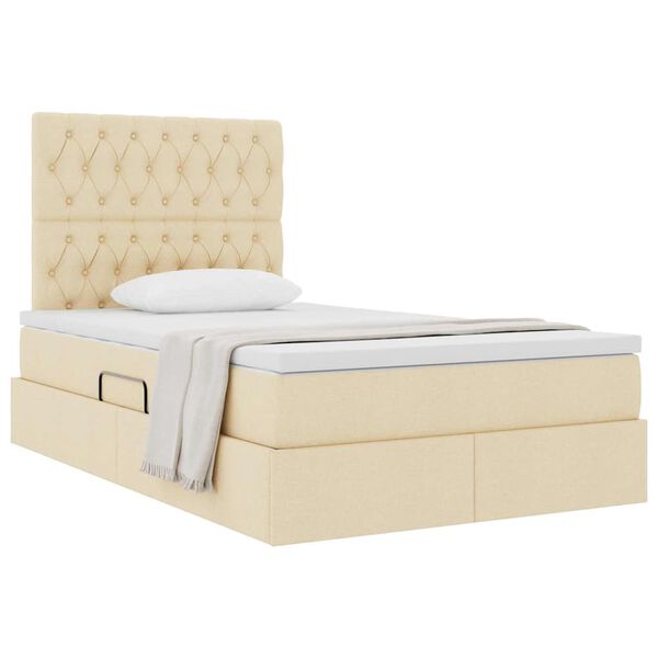 vidaXL Cama con almacenamiento Crema 120 x 200 cm Cuero sintético