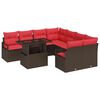 vidaXL Conjunto de sof&aacute; de jard&iacute;n 9 uds. Marr&oacute;n Polirat&aacute;n