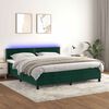 vidaXL Cama box spring colch&oacute;n y LED terciopelo verde oscuro 160x200cm