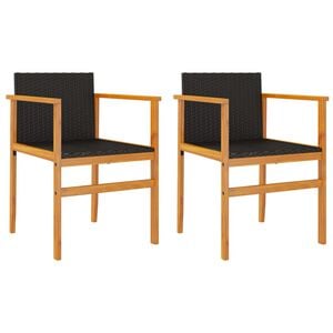 vidaXL Sillas de jard&iacute;n 2 uds madera maciza y rat&aacute;n sint&eacute;tico negro