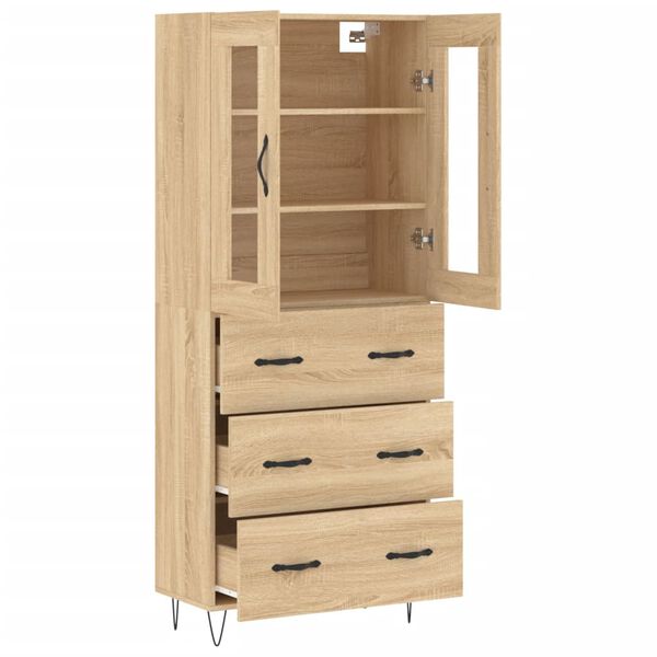 vidaXL Aparador alto madera contrachapada color roble 69,5x34x180 cm
