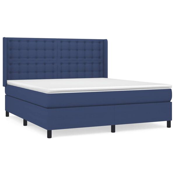 vidaXL Cama box spring con colch&oacute;n tela azul 160x200 cm