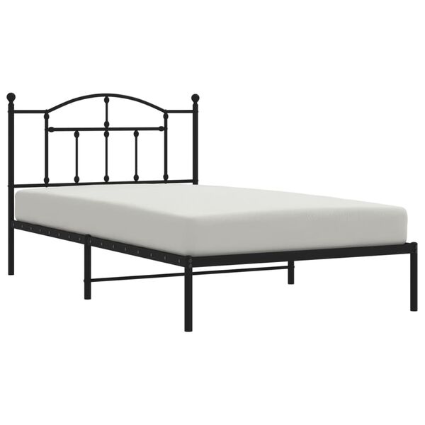 vidaXL Estructura cama sin colchón con cabecero metal negro 107x203 cm