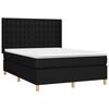 vidaXL Cama box spring colch&oacute;n y luces LED tela negro 140x190 cm