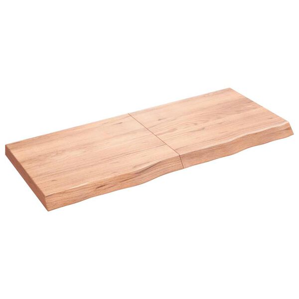 vidaXL Encimera ba&ntilde;o madera maciza tratada marr&oacute;n claro 120x50x(2-6)cm
