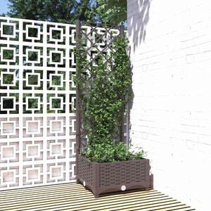 vidaXL Jardinera con enrejado PP marr&oacute;n 40x40x121,5 cm