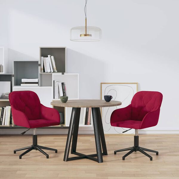 vidaXL Sillas de comedor giratorias 2 unidades terciopelo rojo tinto