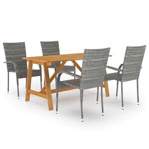 vidaXL Juego de comedor para jard&iacute;n 5 piezas gris