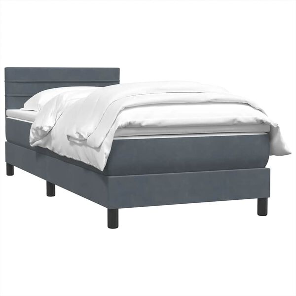 vidaXL Cama box spring con colch&oacute;n terciopelo gris oscuro 80x220 cm