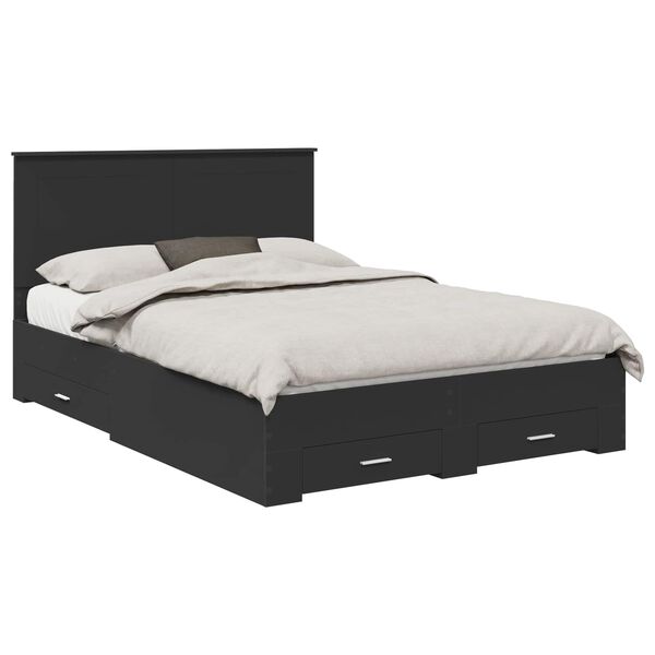 vidaXL Estructura de cama Negro 140 x 190 cm Madera de ingenier&iacute;a