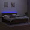 vidaXL Cama box spring colch&oacute;n luces LED tela marr&oacute;n oscuro 160x200cm