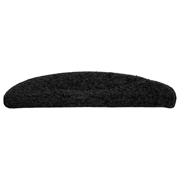 vidaXL Alfombrillas para escaleras 30 unidades 56x17x3 cm Negro Semicircular