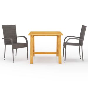 vidaXL Juego de comedor para jard&iacute;n 3 piezas marr&oacute;n