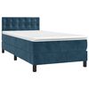 vidaXL Cama box spring colch&oacute;n y LED terciopelo azul oscuro 90x200 cm