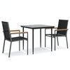 vidaXL Juego de comedor para jard&iacute;n 3 piezas acero y textilene negro