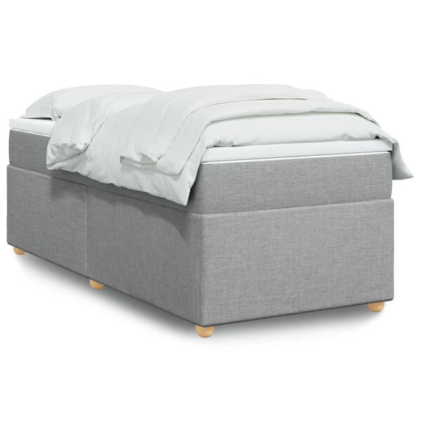 vidaXL Cama box spring con colch&oacute;n tela gris claro 90x190 cm