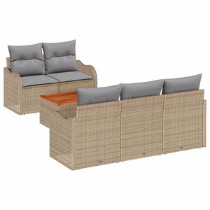 vidaXL Conjunto de sof&aacute;s de jard&iacute;n 6 pcs Beige rat&aacute;n sint&eacute;tico