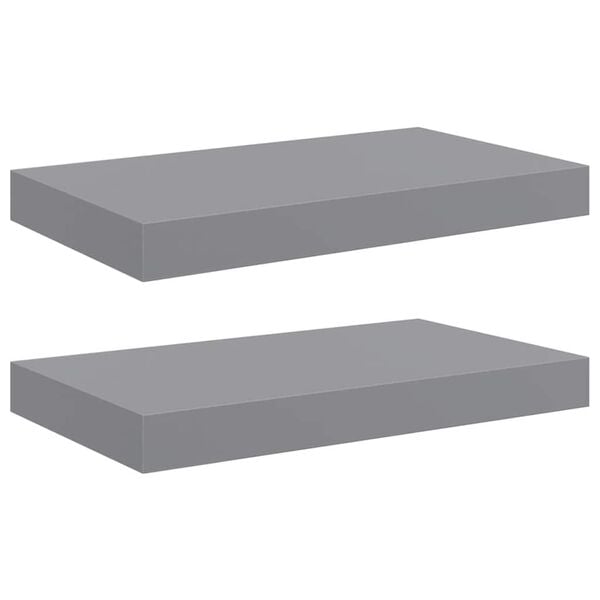 vidaXL Estantes flotantes de pared 2 uds MDF gris 40x23x3,8 cm