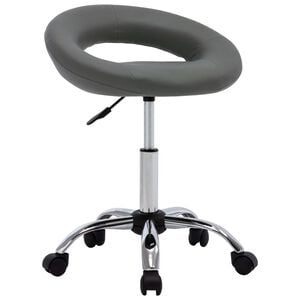 vidaXL Silla de trabajo con ruedas cuero sint&eacute;tico gris