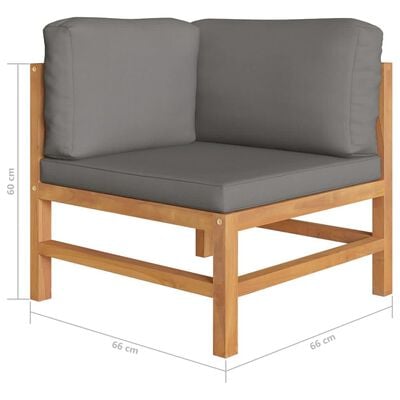 vidaXL Set de muebles de jardín 7 pzas madera de teca y cojines gris