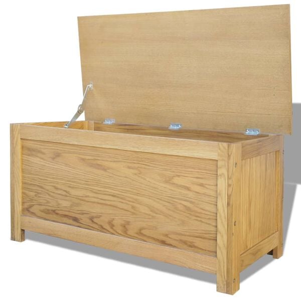 vidaXL Caja de almacenamiento de madera maciza de roble 90x45x45 cm
