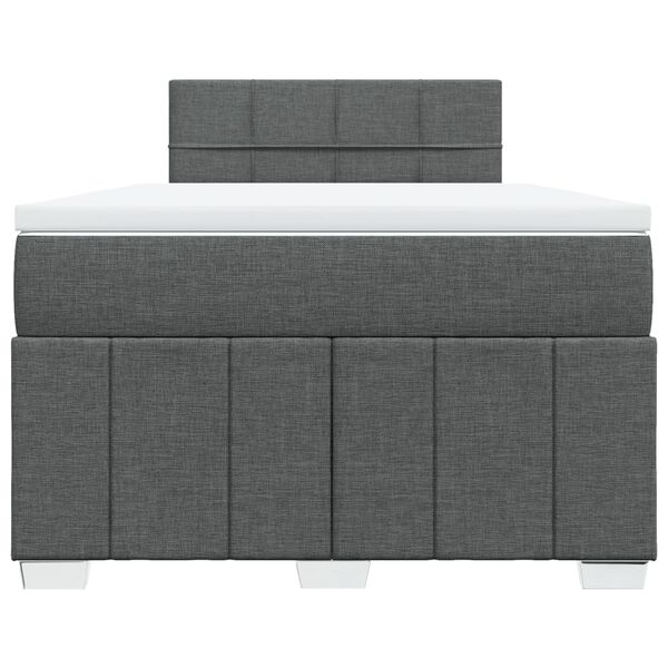 vidaXL Cama box spring con colch&oacute;n tela gris oscuro 120x190 cm