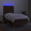 vidaXL Cama box spring colch&oacute;n y luces LED tela marr&oacute;n oscuro 80x200cm