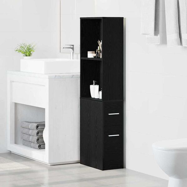 vidaXL Juego de muebles de ba&ntilde;o Roble Negro 22 x 41 x 135 cm