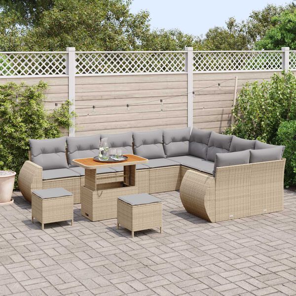 vidaXL Conjunto de sof&aacute; de jard&iacute;n con coj&iacute;n 12 pcs Beige y Gris Claro